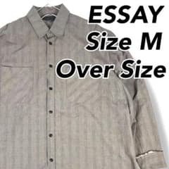 美品✨　ESSAY チェック　ブラウン　長袖シャツ オーバーサイズ Mのサムネイル