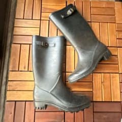 ロングレインブーツ　ブラック　バックル付きロング長靴　LL