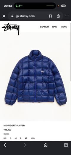 ス*ー様 Stussy MIDWEIGHT PUFFER ダウンジャケット ブルのサムネイル