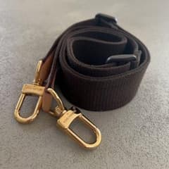 LOUIS VUITTON ショルダーストラップ ブラウン ヌメ革 キャンバス 