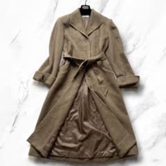 GIVENCHY 高級素材混紡 グレージュ ベルテッド ロングコート レディース GIVENCHY 高級素材混紡 グレージュ ベルテッド ロングコート
