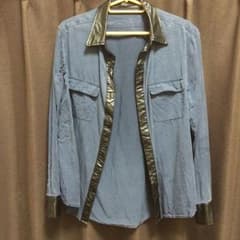 AZUL Yシャツ ネイビー 紺 革のサムネイル