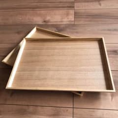 木製トレー 2枚セット 木 トレイ お盆 お食事トレイ スタッキング