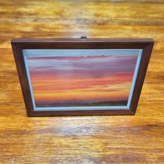 熊本県天草倉岳神社からの夕焼け写真のガラスの写真立て ダークブラウン 木目調のサムネイル