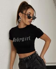 ブラッククロップド丈Tシャツのサムネイル