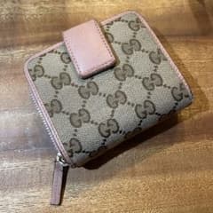 グッチ　GUCCI 財布　二つ折り　ベージュ　ピンクのサムネイル