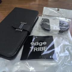edge TRIBE 수첩형 스마트폰 케이스 블랙 스트랩 첨부