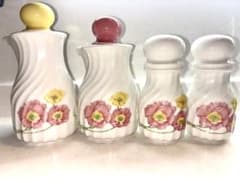 花柄 卓上調味料入れ 4点セット 醤油さし ソルト＆ペッパーのサムネイル