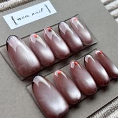 オーバル(Sサイズ)ピンクパープルハート mem_nailのサムネイル