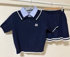 GRL kz678 ネイビー ポロシャツ プリーツスカート セットアップ M
