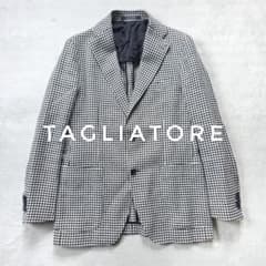 極美品 タリアトーレ Brilla別注 千鳥格子 リネン混 春夏 46 本切羽