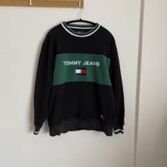 TOMMY JEANS ブラック グリーン トレーナー Lのサムネイル