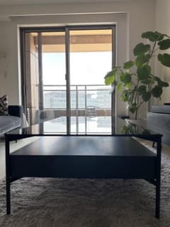 【BoConcept】センターテーブル ブラック ガラス天板 引き出し付き BoConcept】センターテーブル ブラック ガラス天板 引き出し付き