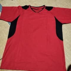 ZEKU レッド ブラック Vネック Tシャツ LLのサムネイル