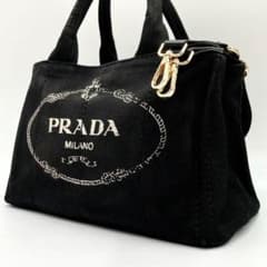 良品 プラダ カナパ S ハンドバッグ ショルダー 三角ロゴ 2way 白タグ