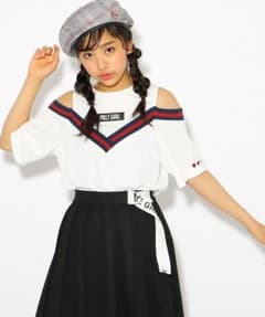 ピンクラテ今季ニコラ掲載オープンショルダーカットソー140150のサムネイル