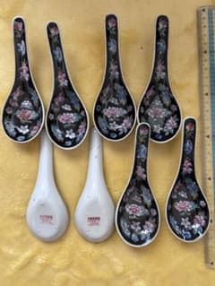 花柄陶器製レンゲ8個セット　アンティークのサムネイル
