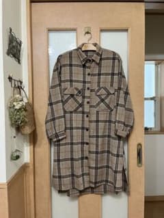 美品◆LL3L◆暖かネルチェックワンピース◆コートにも！