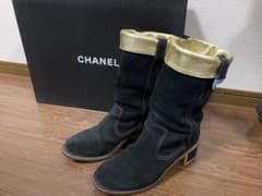 CHANEL 黒/金 スエードブーツのサムネイル