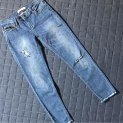 zara  フリンジデニム  ダメージ スキニー  34のサムネイル