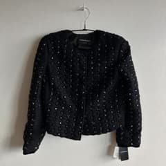 EMPORIO ARMANI ビジュー ノーカラー ジャケット ブラックのサムネイル
