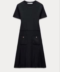 ZARA ボックスプリーツニットミニワンピース　XSのサムネイル