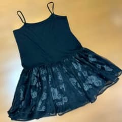 キャミソールミニワンピース シフォン チュニック 黒 花柄 Fのサムネイル