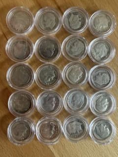 アメリカ銀貨 Roosevelt Dime 20枚90%シルバー 1964年以前 - メルカリ