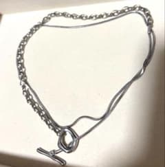 3way ステンレスネックレス シルバー ロング　ラリエットのサムネイル
