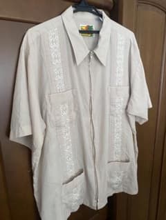 HABAND GUAYABERA 半袖シャツ ベージュ 刺繍のサムネイル