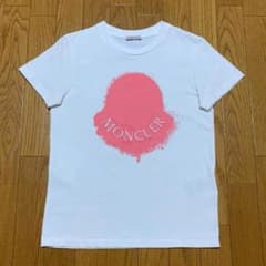 極美品 モンクレール レディース ピンクロゴ Tシャツ ホワイト4S385 