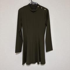 ZARA 長袖ワンピース カーキ ゴールドボタン