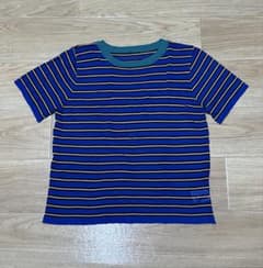 ボーダー柄 半袖 Tシャツ ブルー系 シースルー　カジュアル　夏服　秋服のサムネイル