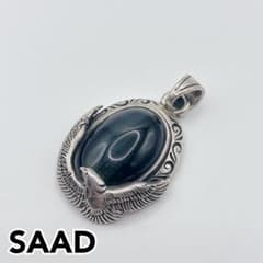 SAAD　サード　特大　ブルータイガーアイ　イーグル　フェザー　ネックレス SAAD サード 特大 ブルータイガーアイ イーグル フェザー ネックレス