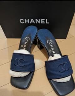 CHANEL デニム ココマーク ミュール サンダ 保存袋付き - メルカリ