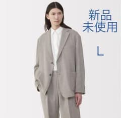 新品　無印　MUJI labo リネン混ウールジャケット　L 新品 無印 MUJI labo リネン混ウールジャケット L - メルカリ