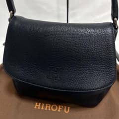 極美品 ヒロフ ワンショルダー ハンドバッグ フラップ Hロゴ シボ革