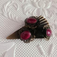 中古【 ブローチ 】ボルドー レトロ ヴィンテージ アンティーク