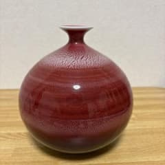 陶器 花瓶 一輪挿し 赤色 釉薬のサムネイル