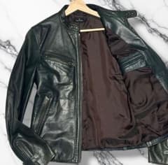 美品】PaulSmith レザージャケット ライダース 希少カラー グリーン 