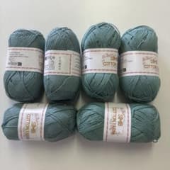 毛糸 コットン100％ 50g×6玉 グリーン 綿100％ サマーヤーン手編みのサムネイル