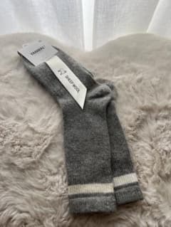 YANMAL モンゴル産 ウールソックス グレー ボーダー 防寒のサムネイル