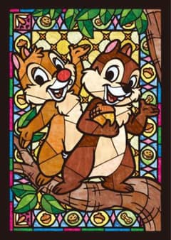 Disney Chip & Dale Stained Glass Art Jigsaw Puzzle, 266 Pieces