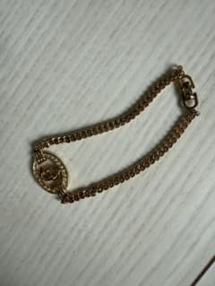 美品】 Dior ディオール CDロゴラインストーンブレスレット 喜平GD 