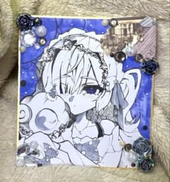 魔法少女ノ魔女裁判 まのさば 夏目アンアン 手描きイラスト 色紙