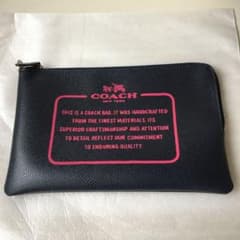 るぅ様専用　COACH ポーチ　紺色　ピンク文字　極美品のサムネイル