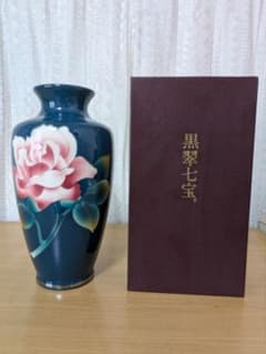 黒翠七宝 花瓶 薔薇模様 - メルカリ