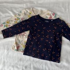 長袖カットソー 2枚セット ネイビー 花柄のサムネイル
