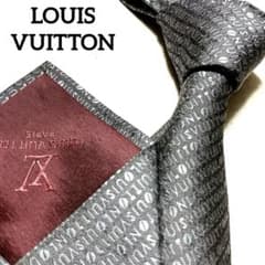 ルイヴィトン ジャガード 光沢 シルク100% グレー ロゴマニア ネクタイ ルイヴィトン ジャガード 光沢 シルク100% グレー ロゴマニア ネクタイ