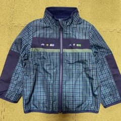 ファミリア チェック リバーシブルジャケット 100 グリーン フリース